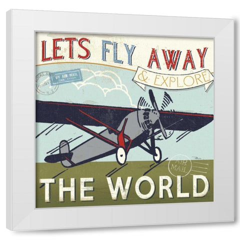 Lets Travel II White Modern Wood Framed Art Print by Pela Studio