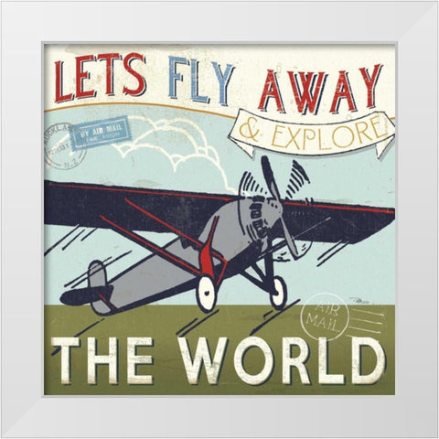 Lets Travel II White Modern Wood Framed Art Print by Pela Studio