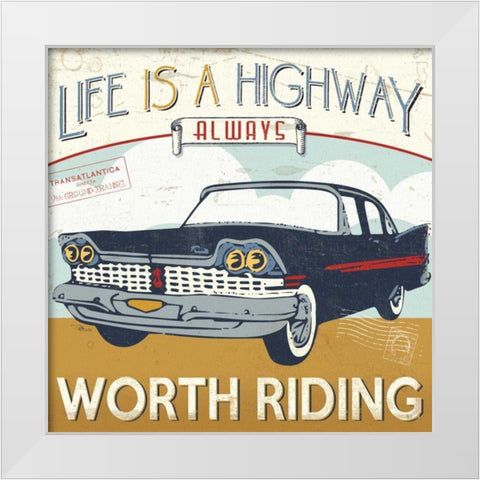 Lets Travel III White Modern Wood Framed Art Print by Pela Studio