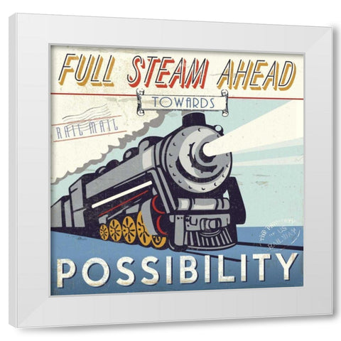 Lets Travel IV White Modern Wood Framed Art Print by Pela Studio