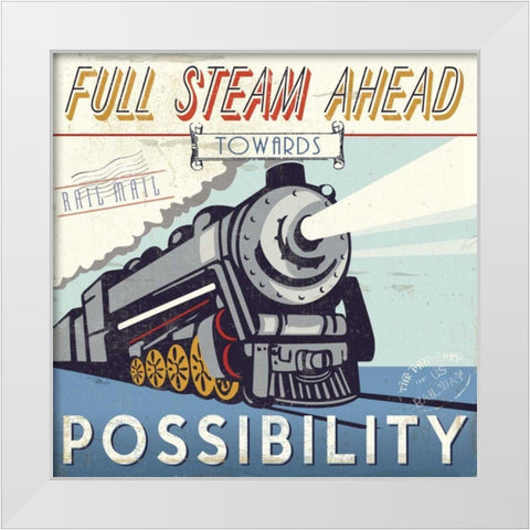 Lets Travel IV White Modern Wood Framed Art Print by Pela Studio