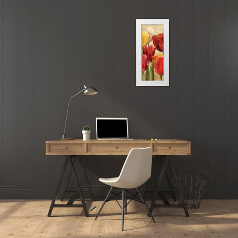Tulip Fantasy on Cream III White Modern Wood Framed Art Print by Hageman, Marilyn