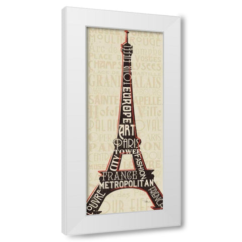 Paris City Words I White Modern Wood Framed Art Print by Pela Studio