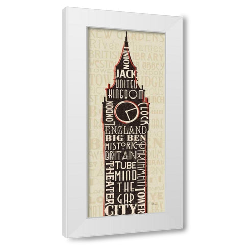 London City Words II White Modern Wood Framed Art Print by Pela Studio