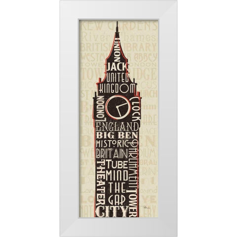 London City Words II White Modern Wood Framed Art Print by Pela Studio