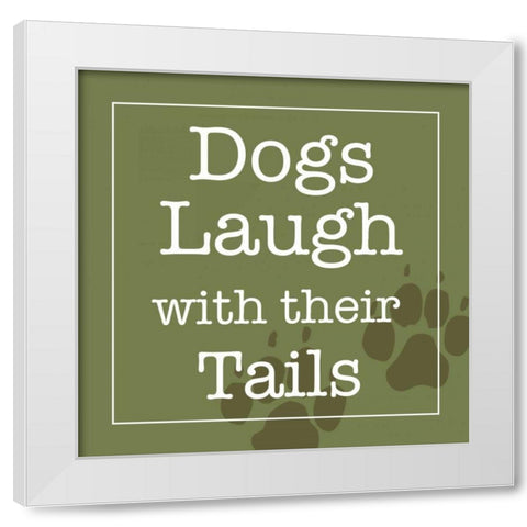 Dogs Laugh with Their Tails White Modern Wood Framed Art Print by Wild Apple Studio