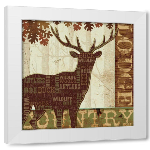 Woodland Words I White Modern Wood Framed Art Print by Pela Studio