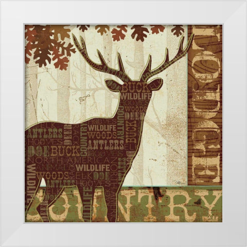 Woodland Words I White Modern Wood Framed Art Print by Pela Studio