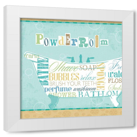 Bathroom Words Tub I White Modern Wood Framed Art Print by Pela Studio