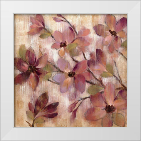 Magenta Branch I White Modern Wood Framed Art Print by Vassileva, Silvia