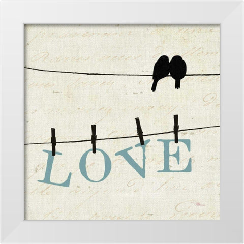 Bird Talk II White Modern Wood Framed Art Print by Pela Studio