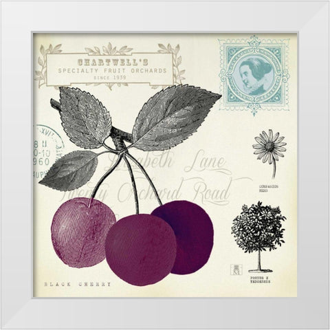 Cherry Notes White Modern Wood Framed Art Print by Studio Mousseau