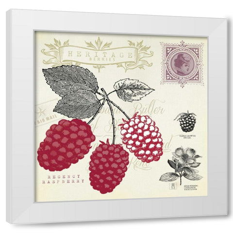 Raspberry Notes White Modern Wood Framed Art Print by Studio Mousseau