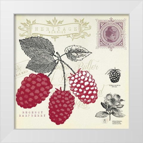 Raspberry Notes White Modern Wood Framed Art Print by Studio Mousseau