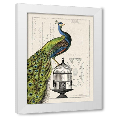 Peacock Birdcage I White Modern Wood Framed Art Print by Wild Apple Portfolio