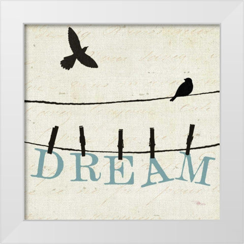 Bird Talk IV White Modern Wood Framed Art Print by Pela Studio