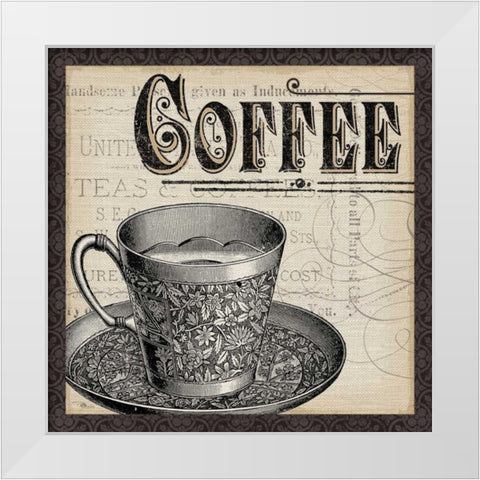 Antique Cafe I with Border White Modern Wood Framed Art Print by Pela Studio