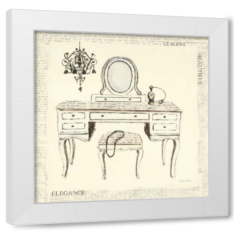 Emilys Boudoir III Table White Modern Wood Framed Art Print by Adams, Emily