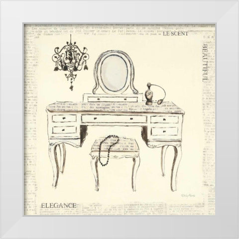 Emilys Boudoir III Table White Modern Wood Framed Art Print by Adams, Emily