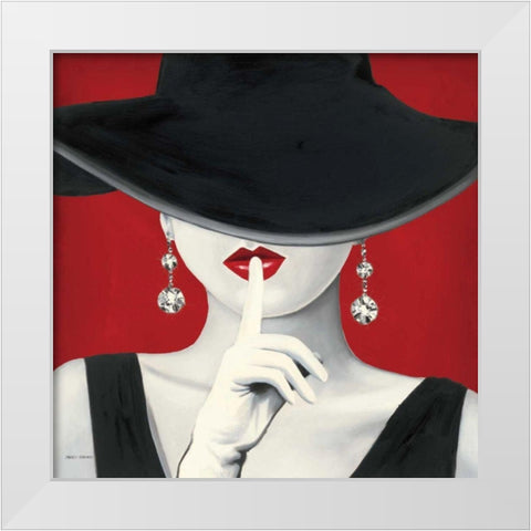 Haute Chapeau Rouge I White Modern Wood Framed Art Print by Fabiano, Marco