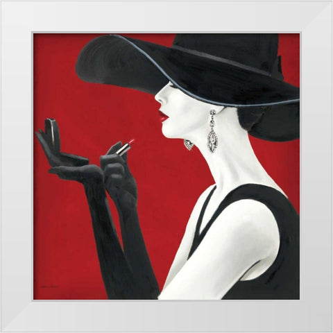 Haute Chapeau Rouge II White Modern Wood Framed Art Print by Fabiano, Marco