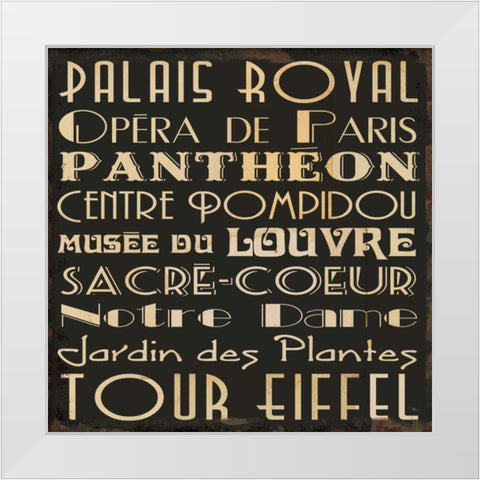 Paris Collage IV White Modern Wood Framed Art Print by Pela Studio