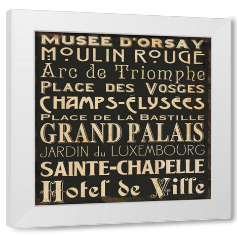 Paris Collage V White Modern Wood Framed Art Print by Pela Studio