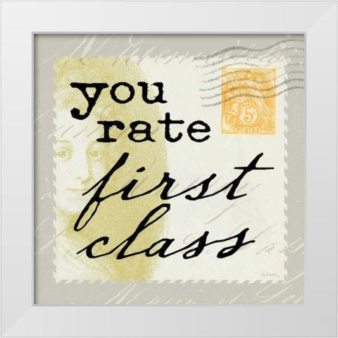 First Class White Modern Wood Framed Art Print by Schlabach, Sue