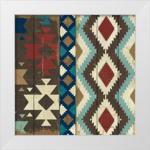 Native Tapestry White Modern Wood Framed Art Print by Mullan, Michael
