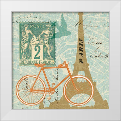 Postcard from Paris Collage White Modern Wood Framed Art Print by Schlabach, Sue