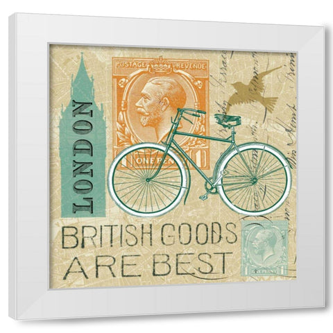 Postcard from London Collage White Modern Wood Framed Art Print by Schlabach, Sue