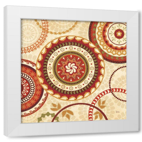 Owl Forest Suzani I White Modern Wood Framed Art Print by Charron, Veronique