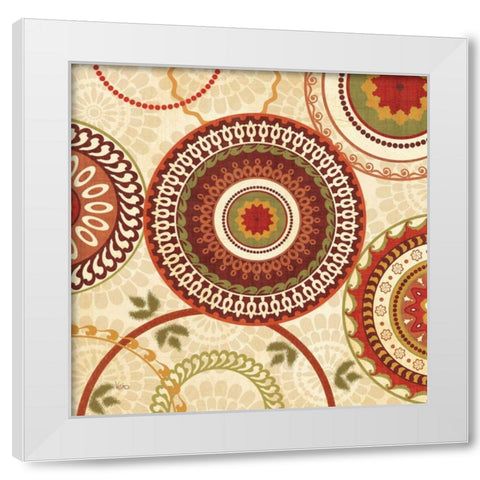 Owl Forest Suzani II White Modern Wood Framed Art Print by Charron, Veronique