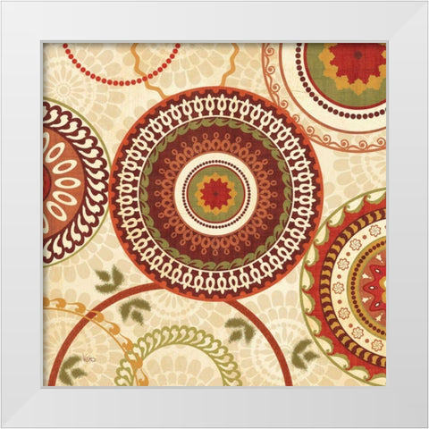 Owl Forest Suzani II White Modern Wood Framed Art Print by Charron, Veronique