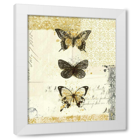 Golden Bees n Butterflies No 2 White Modern Wood Framed Art Print by Pertiet, Katie