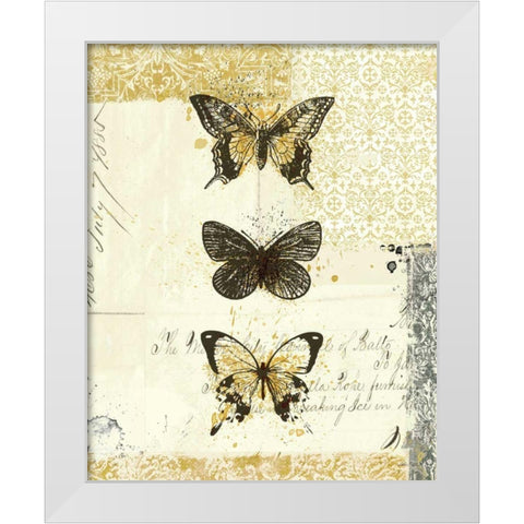 Golden Bees n Butterflies No 2 White Modern Wood Framed Art Print by Pertiet, Katie