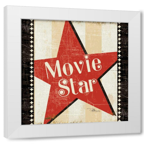 Movie Star White Modern Wood Framed Art Print by Pela Studio