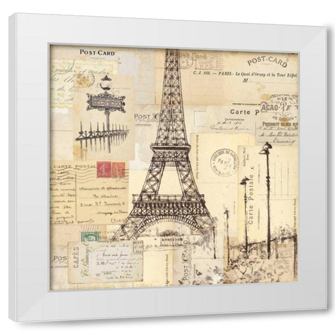 Paris Collage II White Modern Wood Framed Art Print by Pela Studio