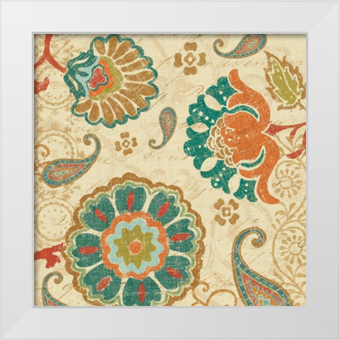Fall Paisley II White Modern Wood Framed Art Print by Pela