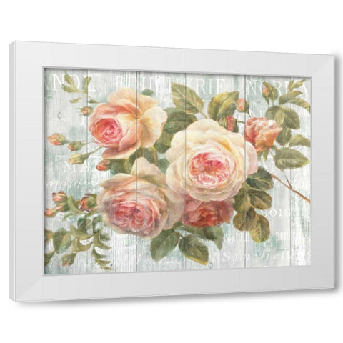 Vintage Roses on Driftwood White Modern Wood Framed Art Print by Nai, Danhui