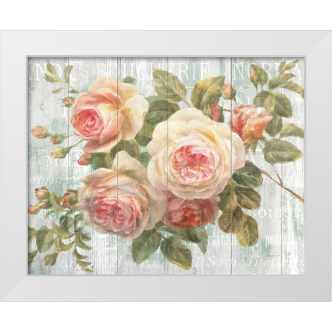 Vintage Roses on Driftwood White Modern Wood Framed Art Print by Nai, Danhui