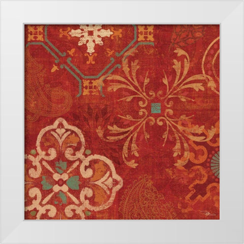 Crimson Stamps II White Modern Wood Framed Art Print by Pela Studio