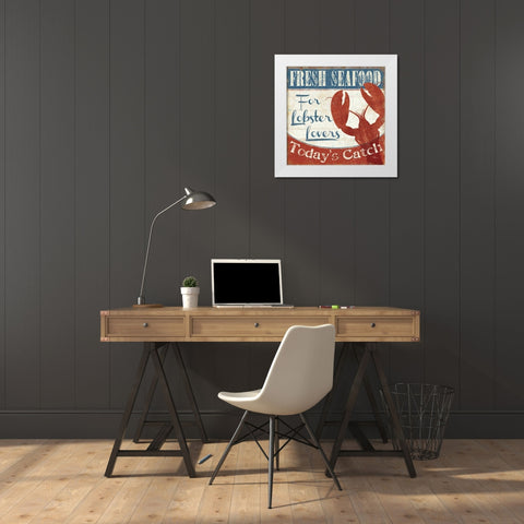 Fresh Seafood I White Modern Wood Framed Art Print by Pela Studio