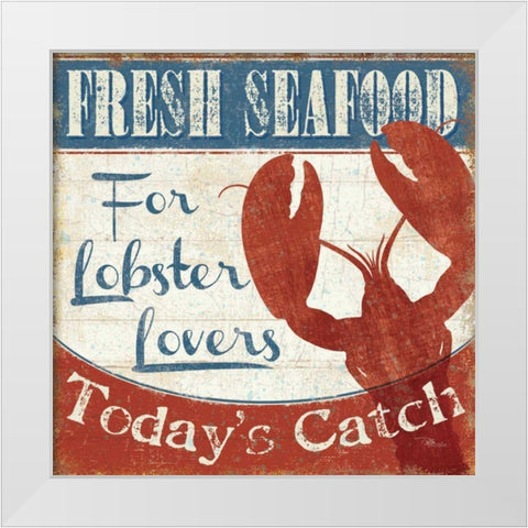 Fresh Seafood I White Modern Wood Framed Art Print by Pela Studio