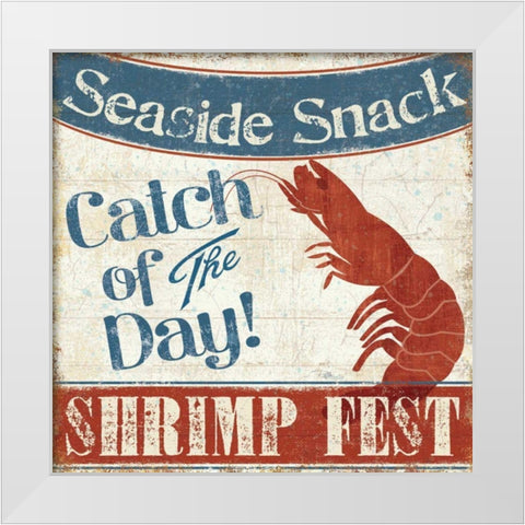 Fresh Seafood III White Modern Wood Framed Art Print by Pela Studio