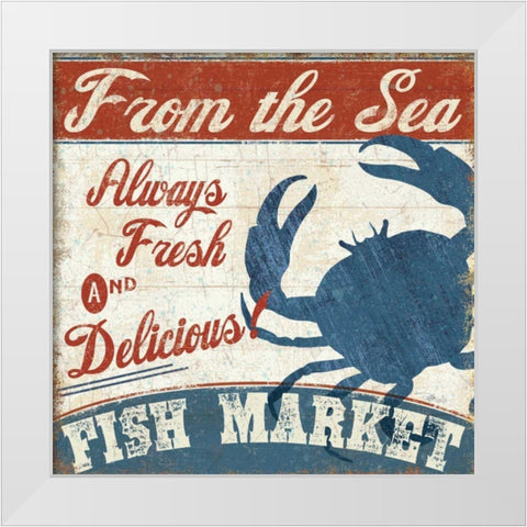 Fresh Seafood IV White Modern Wood Framed Art Print by Pela Studio