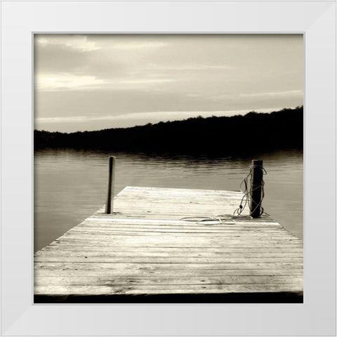 Twilight Dock III White Modern Wood Framed Art Print by Schlabach, Sue
