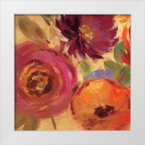 Vivid Flowers Crop I White Modern Wood Framed Art Print by Vassileva, Silvia