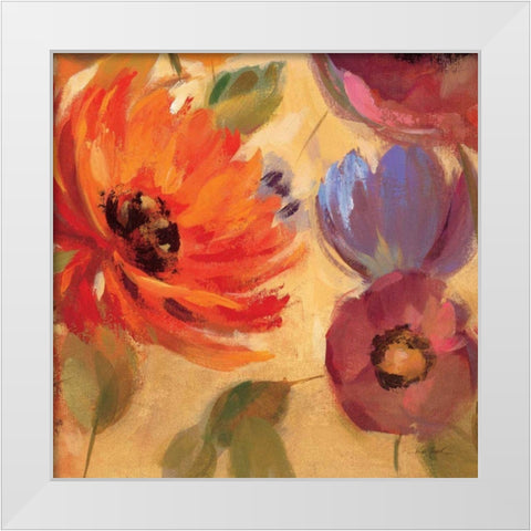 Vivid Flowers Crop II White Modern Wood Framed Art Print by Vassileva, Silvia