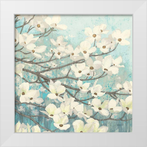 Dogwood Blossoms II White Modern Wood Framed Art Print by Wiens, James